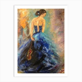 Lady in blue dress Art Print