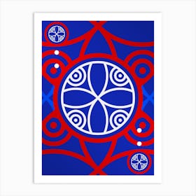Geometric Abstract Glyph in White on Red and Blue Array n.0062 Art Print