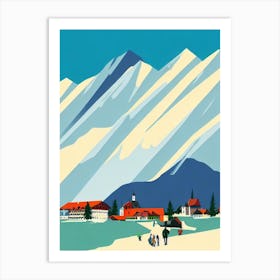 Lech Zürs 2, Austria Midcentury Vintage Skiing Poster Art Print