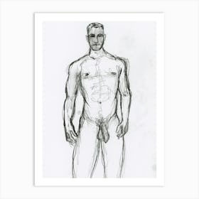 Male Nude Drawing Art Print