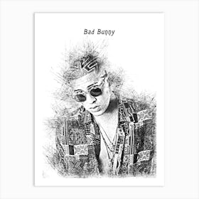 Bad Bunny Drawing Art Print