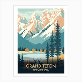 Teton National Park Vintage Travel Poster 7 Art Print