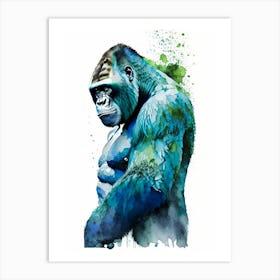 Gorilla Holding Arms Up Gorillas Mosaic Watercolour 1 Art Print