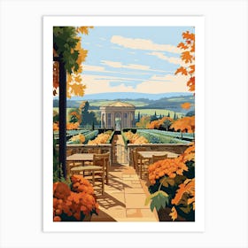 Alnwick Garden, United Kingdom In Autumn Fall Illustration 3 Art Print