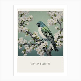 Ohara Koson Inspired Bird Painting Eastern Bluebird 3 Poster Art Print