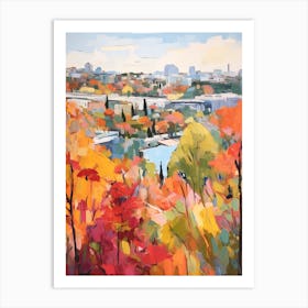 Autumn City Park Painting Echo Park Los Angeles United States 3 Art Print