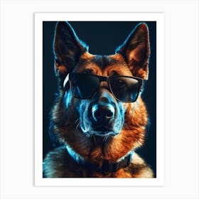 German Shepherd Dog In Sunglasses.Generated AI. Art Print 1 Art Print