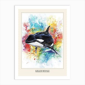 Killer Whale Colourful Watercolour 1 Poster Art Print