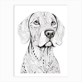 Rhodesian Ridgeback Dog, Line Drawing 2 Art Print