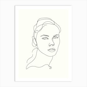 Woman'S Face Hand Drawing Line Art Art Print