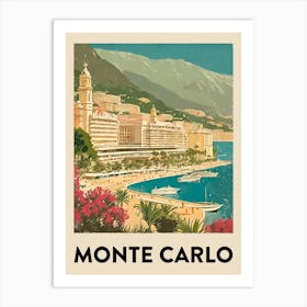 Monte Carlo Retro Travel Poster 1 Art Print