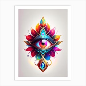 The Ajna Chakra, Symbol, Third Eye Tattoo 1 Art Print
