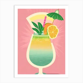 Mai Tai Retro Pink Cocktail Poster Art Print