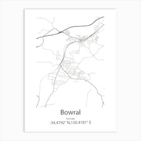 Bowral,Australia Minimalist Map Art Print