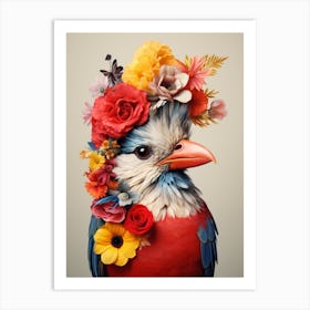 Bird With A Flower Crown Finch 1 Art Print