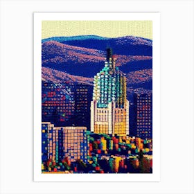 Reno, City Us  Pointillism Art Print