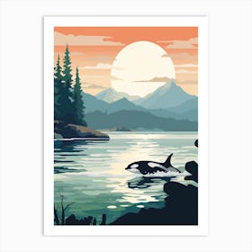 Orca Whale Swimming At Dusk 2 Art Print