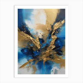 Abstract Blue And Gold Painting 1 Art Print