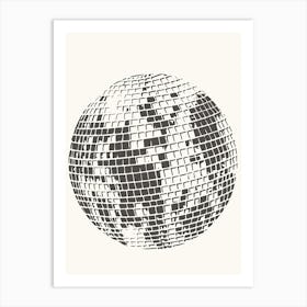 Neutral Fun Disco Ball Art Print