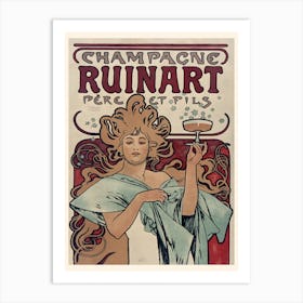 Vintage French Champagne Advertisement Poster, Ruinart Art Print