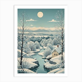 Winter Riverside House Art Print