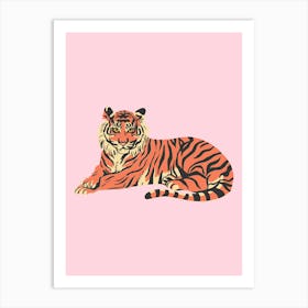 Tiger in Pink Background Art Print