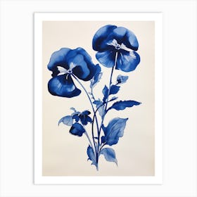Blue Botanical Wild Pansy 1 Art Print
