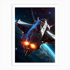 Spaceship In Space Art Print