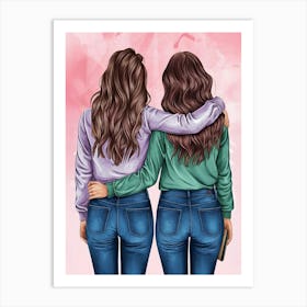 Two Friends Hugging Art Print