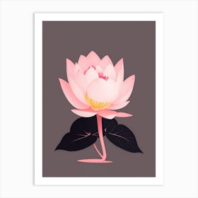 A Pink Lotus In Minimalist Style Vertical Composition 46 Art Print