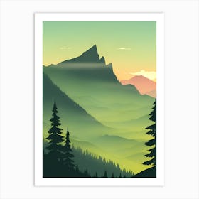 Misty Mountains Vertical Background In Green Tone 38 Art Print