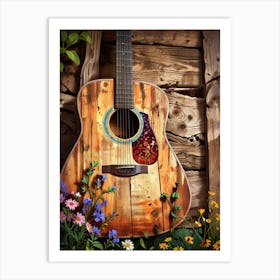 Acoustic Guitar In The Garden Art Print