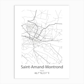 Saint Amand Montrond,France Minimalist Map Art Print