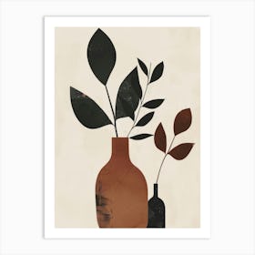 Vases And Leaves 5 Art Print