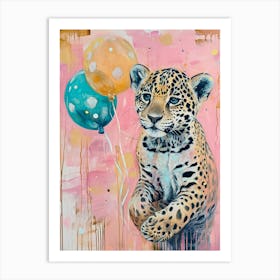 Cute Jaguar 1 With Balloon Art Print