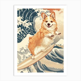 The Great Wave of Corgi Art Print