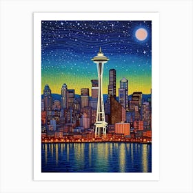 Seattle Washington Pointillism 9 Art Print