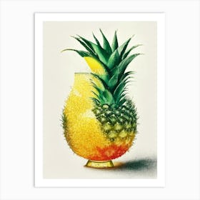 Pineapple Margarita Pointillism Cocktail Poster Art Print
