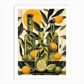 Olive Oil & Citrus Fruits Art Deco Art Print