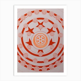 Geometric Abstract Glyph Circle Array in Tomato Red n.0187 Art Print