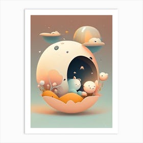 Lunacy Kawaii Kids Space Art Print