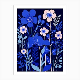 Blue Flower Illustration Lobelia 1 Art Print