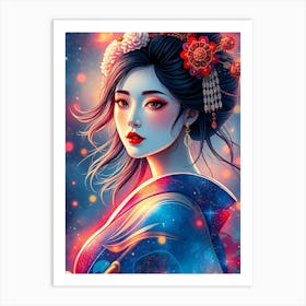 Geisha Girl Color Portrait Art Print