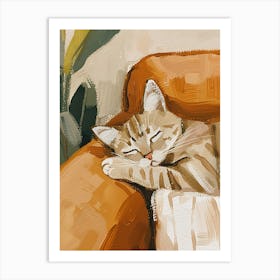 Sleepy Cat Painting Art Print