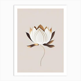 Lotus Flower In Garden Retro Minimal 1 Art Print