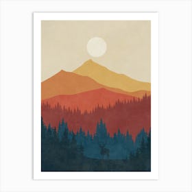 Deer In The Mountains 5 Art Print