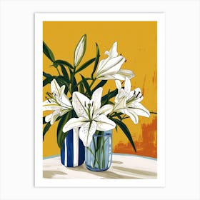 Lily Flowers On A Table   Contemporary Illustration 3 Art Print