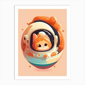 Cosmonaut Kawaii Kids Space Art Print