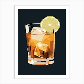 Mid Century Modern Illustration Dark  N  Stormy Floral Infusion Cocktail 3 Art Print