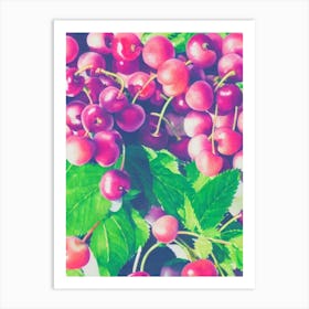 Cherry Risograph Retro Poster Fruit Art Print